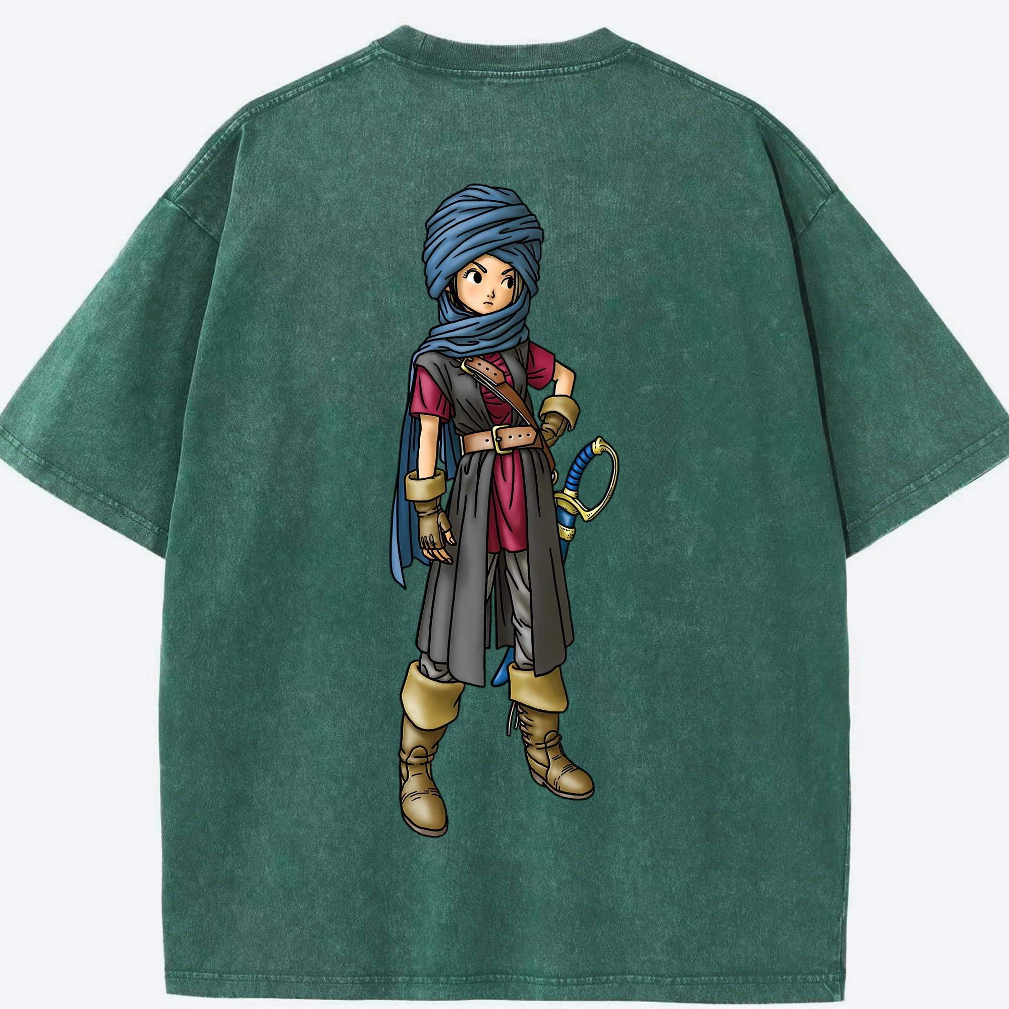 （画像用） ドラゴンクエスト Doragon Kuesuto Dragon Quest 綿100% ヴィンテージ風 半袖Tシャツ（背面プリント）